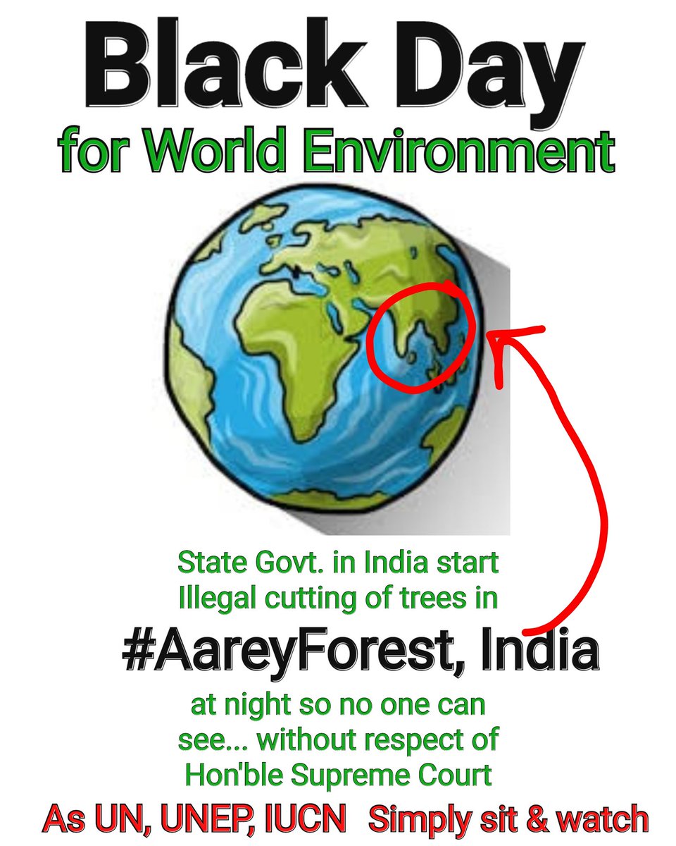 AareyForest's tweet image. Black Day for World Environment as @UN @UNEnvironment @IUCN @andersen_inger @PMOIndia @narendramodi miserably fail to save #SaveAareyForest as State government start illegally cutting trees at night so no one can see... without awaiting Hon&apos;ble Supreme Courts say #Amazoninmaking