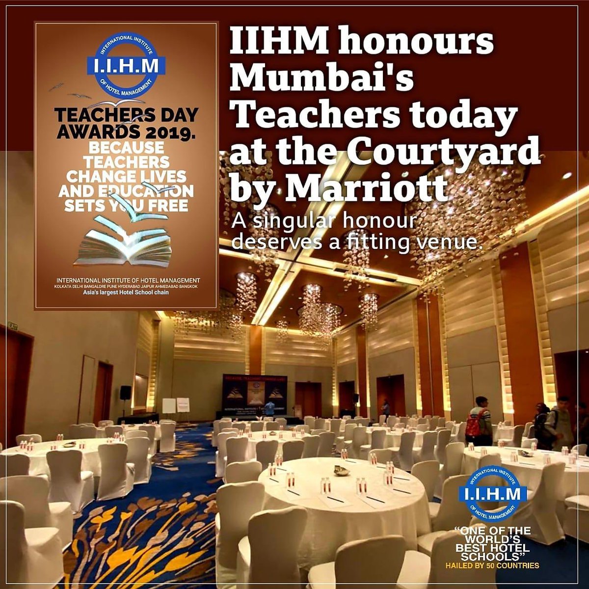 IIHM honours the Mumbai’s teachers at Courtyard by Marriott Mumbai International Airport. The city of dreams honour the persons who teach us to dream.