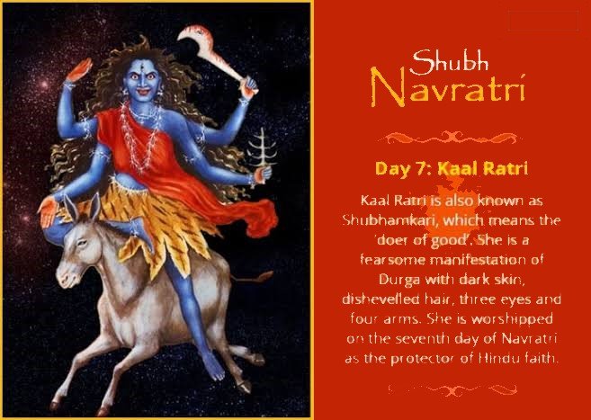 eLanguageWorld's tweet image. Day 7: Kalaratri
Considered the most ferocious form of Goddess Durga, Kalaratri is revered on Saptami. It is believed that Parvati removed her fair skin to kill the demons Sumbha and Nisumbha.
#Navaratri #eLanguageWorld