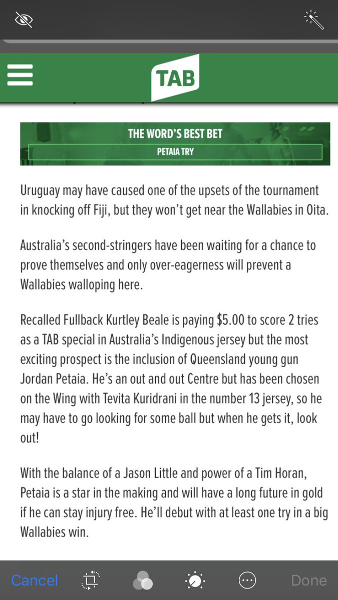 And there it is, our RWC Best Bet and the first of many tries in a Wallabies jersey for Heir Jordan!