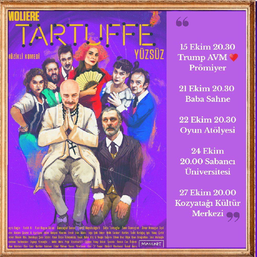 15 Ekim Prömiyer ile Başlıyoruz
2 perde , 120 dakika, +13 
Müzikli Komedi Tiyatro Oyunu
Biletler Biletix ve indirimli biletler bende🙋‍♀️