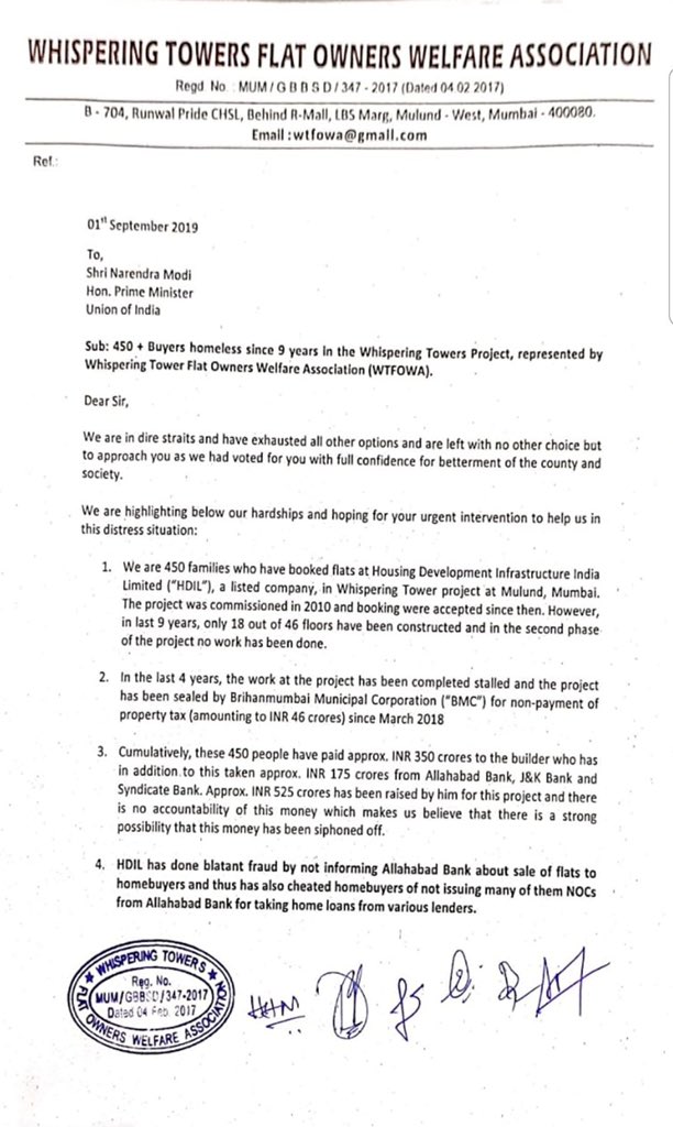 Logical57006618's tweet photo. HDIL has shattered dreams of 2000+ families as all life long savings is stuck for many years. 
Please protect home buyers' interests @Dev_Fadnavis @YuvaShivSenaMH  This is happening in Mumbai. Can you have courage to acknowledge the issue? Please read letter to PM for help. https://t.co/JAiryzEuFk