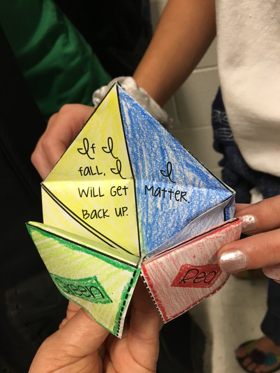 eliz_mize's tweet photo. Positive self talk has been our focus this week,  so we made positive self-talk cootie catchers on Friday afternoon. #smith seabees https://t.co/VSebiqz3HA