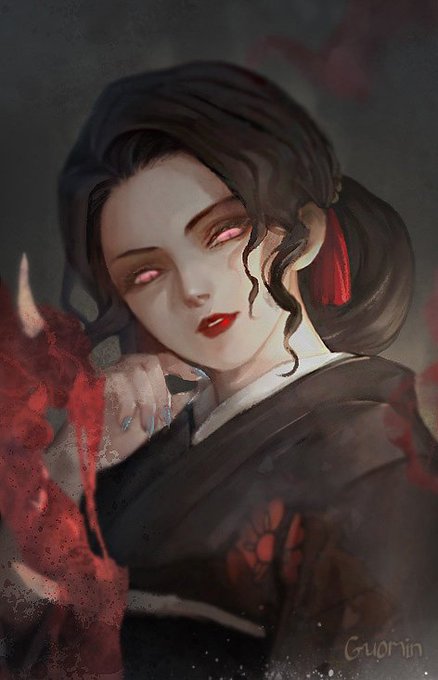 菓茗GUOMINさんがTwitterに投稿した鬼舞辻無惨(鬼滅の刃)のイラスト。