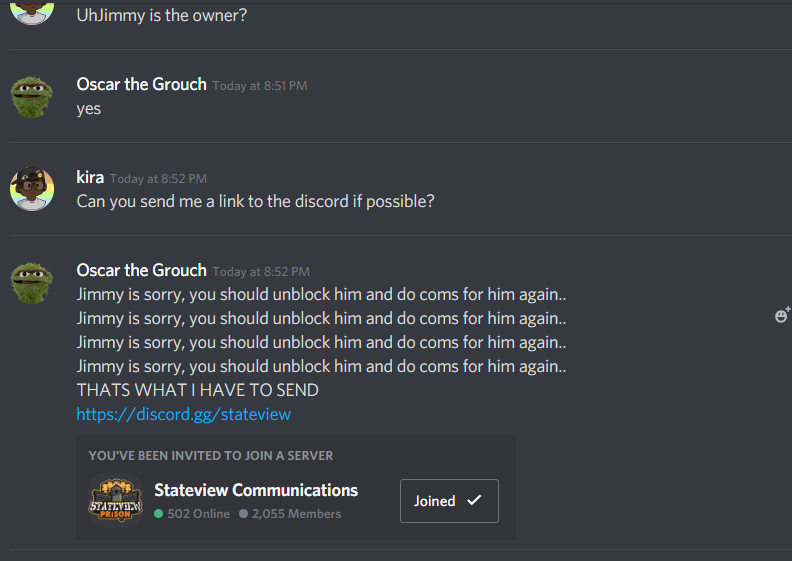 Tkirax On Twitter At This Point I M Not Sure What Else To Do Uhjimmy A Developer Of The Stateview Correctional Group Or Whatever Has Been Harassing Me For Months I Posted About - stateview prison roblox