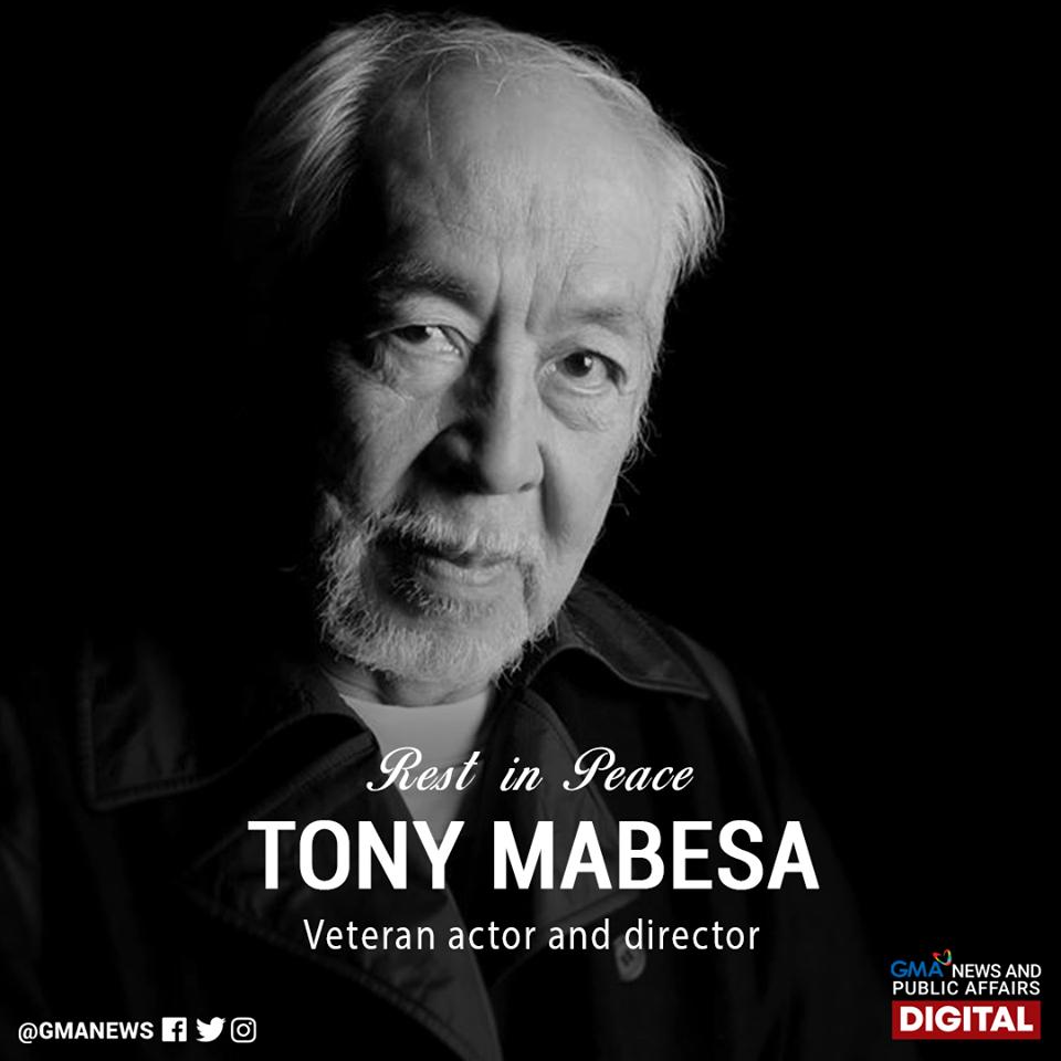 gmanews's tweet photo. REST IN PEACE.

Pumanaw nitong Biyernes ng gabi ang beteranong aktor at direktor na si Tony Mabesa.

Basahin ang detalye: https://t.co/sX3TmUS1rS https://t.co/Up4OUclT2J
