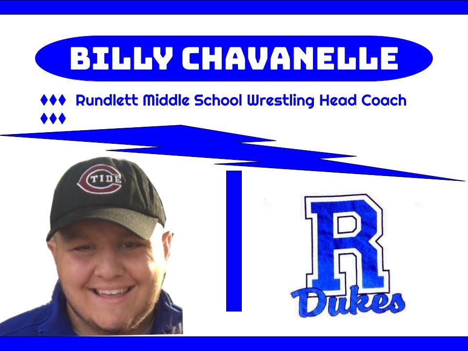 The Concord Wrestling Brotherhood is happy to announce Billy Chavanelle as the new head coach of the Rundlett Middle School Blue Duke Wrestling Team.  

#CWB
#WhereItAllBegins