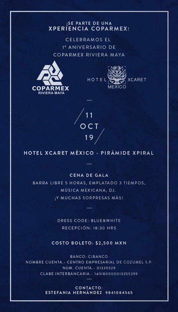 CoparmexRm's tweet photo. ¡Listos para nuestra #XperienciaCoparmex! A 7 días de celebrar un año de unidad, pasión y resultados. Sé parte de nuestra historia este 11 de octubre. #rivieramayasoyyo https://t.co/33RRVygRa3
