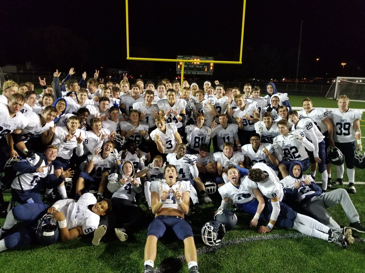 RFoggie's tweet photo. Another good night for The Cadets, winning 35-0 over Park, improving to 6-0, great job kids 😊😊👍🏾❤🏈🏈 https://t.co/47leD17fkl