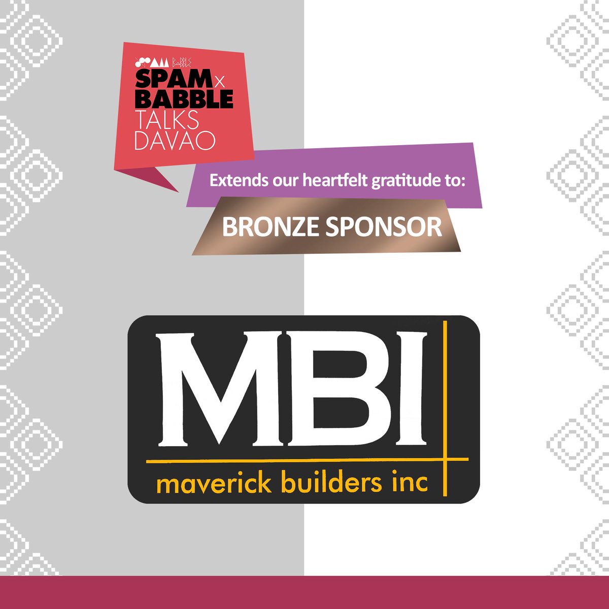 SKSInt's tweet image. We would like to extend our heartfelt gratitude to MBI (Maverick Builders Inc.) for being our BRONZE Sponsor for the SPAM x BABBLE TALKS DAVAO. 👏👏

#spamxbabbletalksdavao2019
#sksinteriors
#davaocity
#lifeishere
#authenticityandagenda
#UAPdistrictD1 #MalayanCollegesMindanao