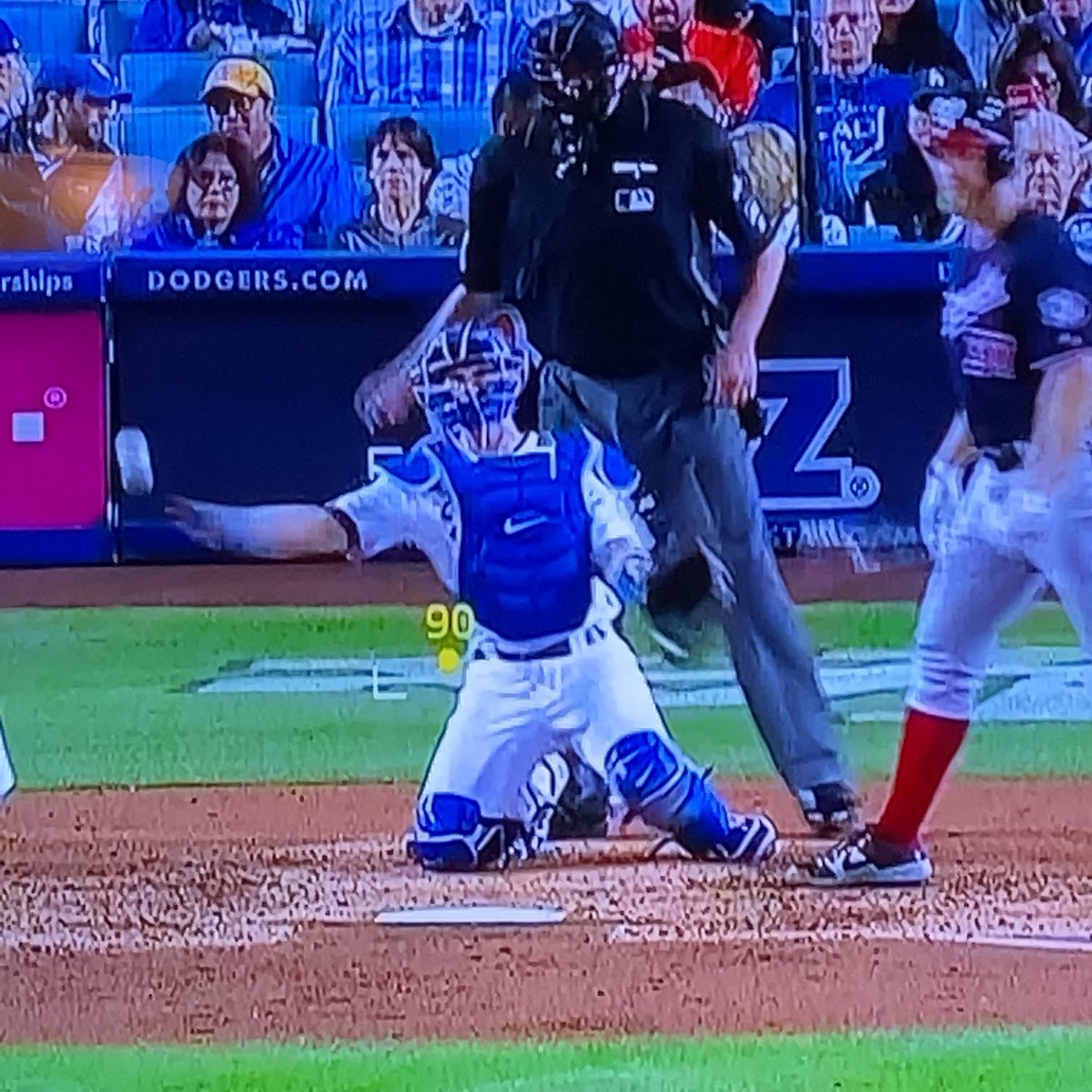 Prough's tweet image. Watching the #NLDS and my three year old asks, “Why are there only two football guys playing baseball?”