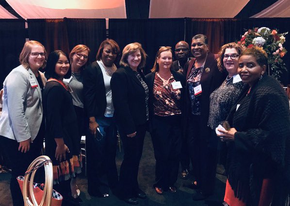 CleveFoundation's tweet photo. Distinguished indeed! Congrats to India Pierce Lee, our SVP of Program, 3rd from right w/ @CleveFoundation staff, upon receiving a Distinguished Alumni Award from @CLE_State! Among other existing credentials, she completed an MA in Psychology spec. in Diversity Mgmt. in ‘17. https://t.co/HJt5Hrb5Y6