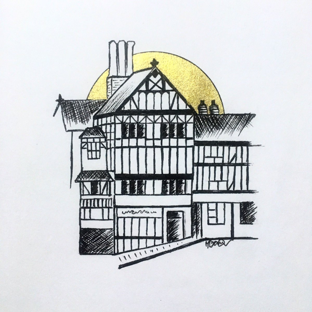 An old building near Coventry city centre. #inktober #inktober19 #inktober2019 #building #art #illustration #inkart #coventrycitycentre #myart #drawing #day5