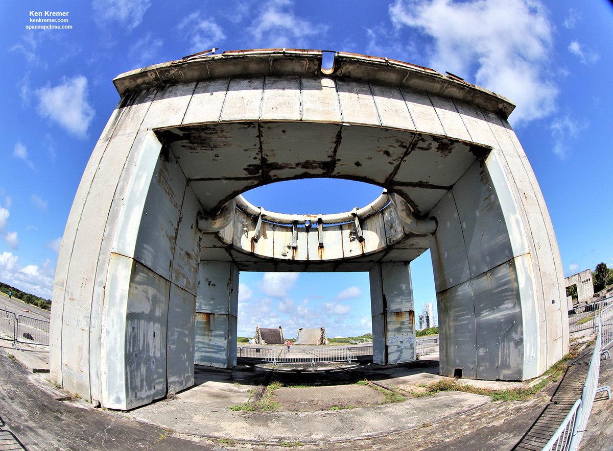 ken_kremer's tweet photo. All around the launch platform of Launch Complex 34: Fisheye views. Godspeed #NASA #Apollo1 crew Grissom, White, Chaffee- perished during catastrophic plugs out capsule fire Jan 27 1967. Media tour today Oct 4 (Sputnik Day). Abandoned In Place. @45thSpaceWing #CCAFS #LC34 . https://t.co/QFDAi9uQQQ