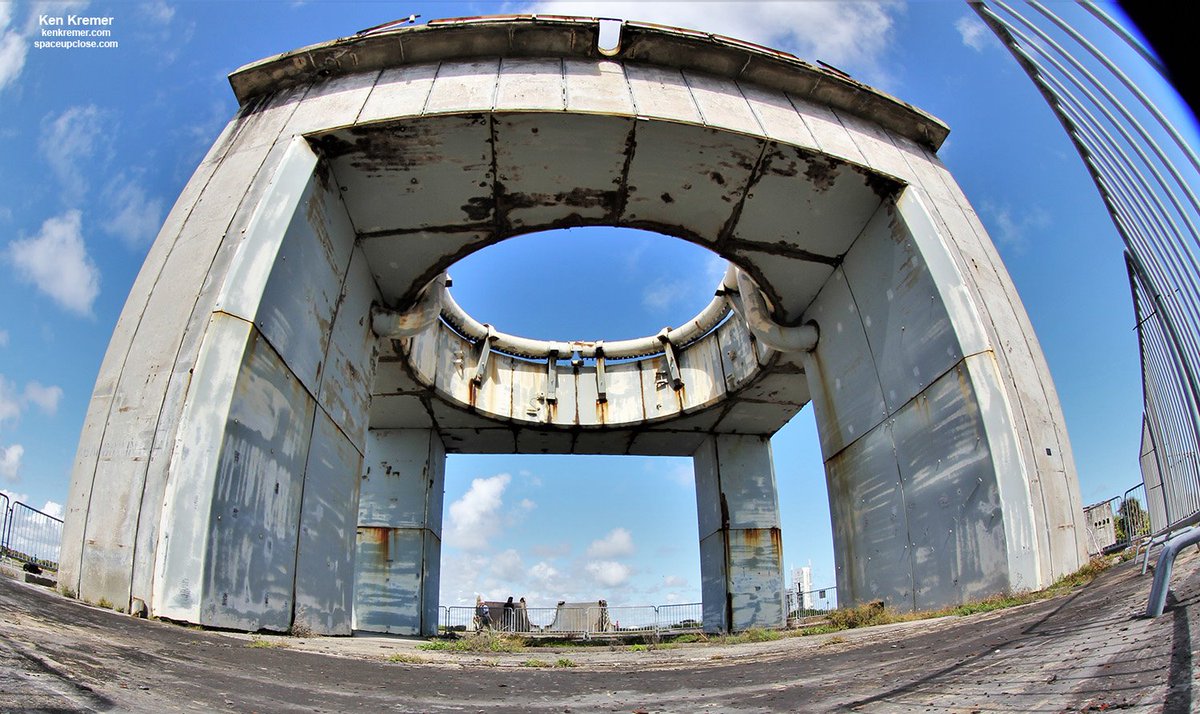ken_kremer's tweet photo. All around the launch platform of Launch Complex 34: Fisheye views. Godspeed #NASA #Apollo1 crew Grissom, White, Chaffee- perished during catastrophic plugs out capsule fire Jan 27 1967. Media tour today Oct 4 (Sputnik Day). Abandoned In Place. @45thSpaceWing #CCAFS #LC34 . https://t.co/QFDAi9uQQQ