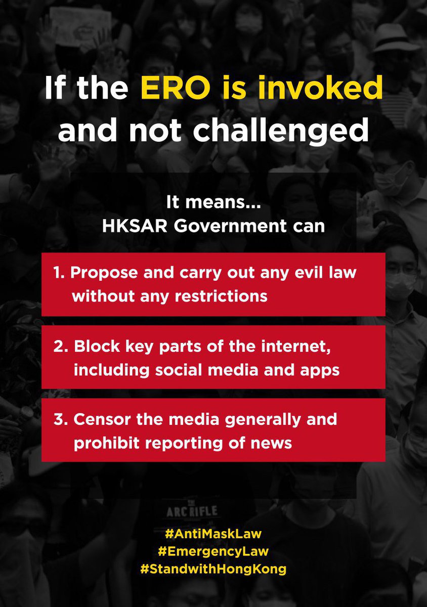 HongKon71257425's tweet photo. #AntiMaskLaw is not the goal of the #HongKong government.  What they want is the power of  #EmergencyRegulationsOrdinance. By this, they can do whatever they want, set up whatever law they want. https://t.co/KompDMbRkT