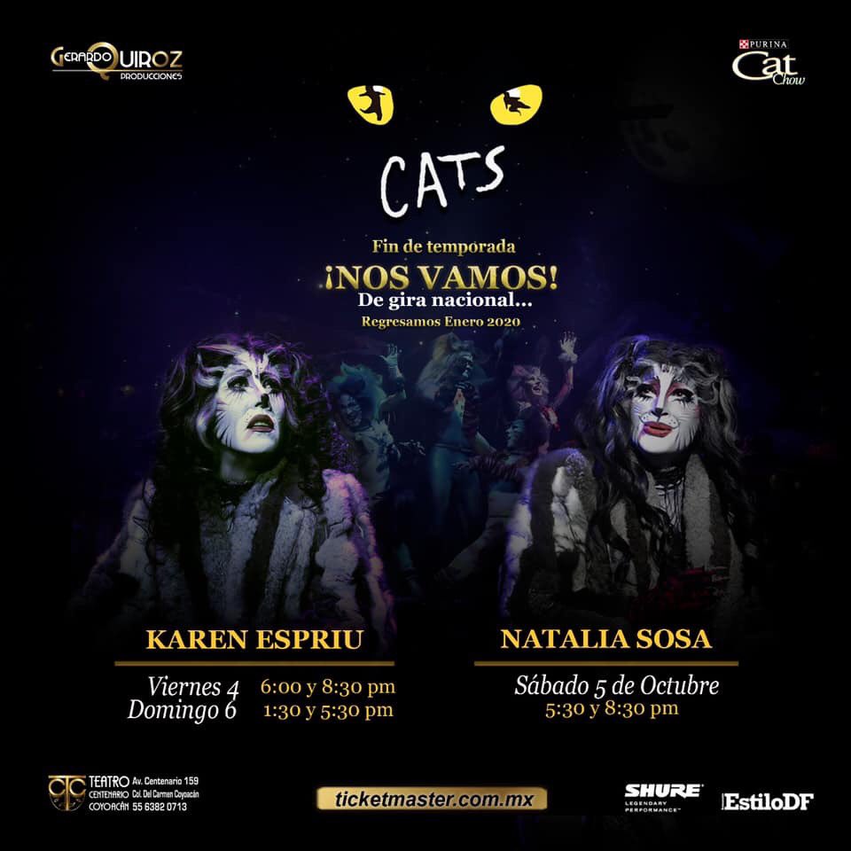tcentenarioof's tweet photo. ¡Fin de temporada! Boletos ORO $500 aprovecha el último fin de semana @catselmusicalmx válido en taquillas y 
@Ticketmaster_Me 
.
.
.
#cdmx #coyoacan #catselmusicalmx #gerardoquirozproducciones #ultimofin #FelizFinDeSemana https://t.co/aeojvk9DDf