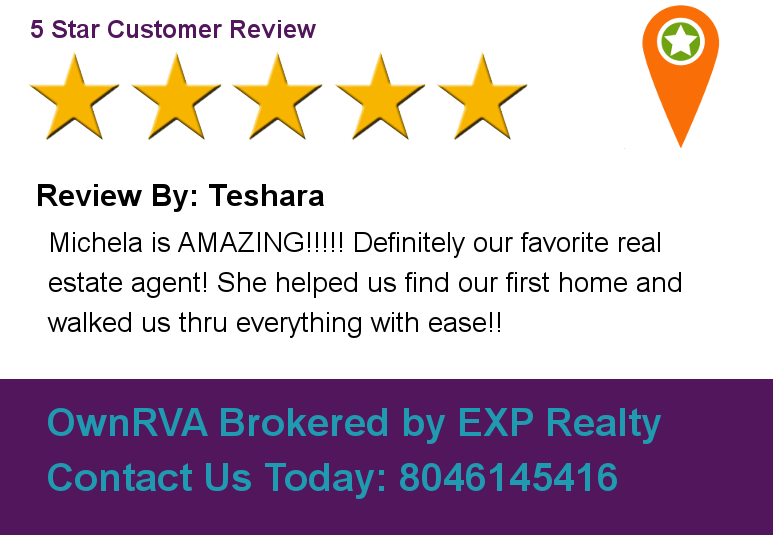 ownrva's tweet photo. Review By: Teshara Michela is AMAZING!!!!! Definitely our favorite real estate agent! She helped us find our first h https://t.co/VYjfO21Xlg