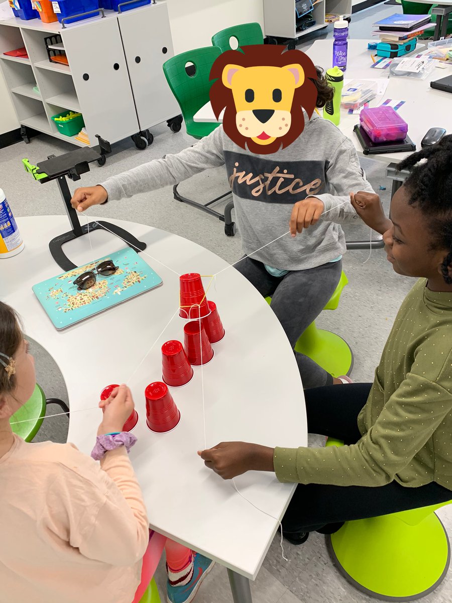 Cup stacking challenge to teach and practice cooperation, problem solving, and perseverance #UpAtLincoln #OakPark97