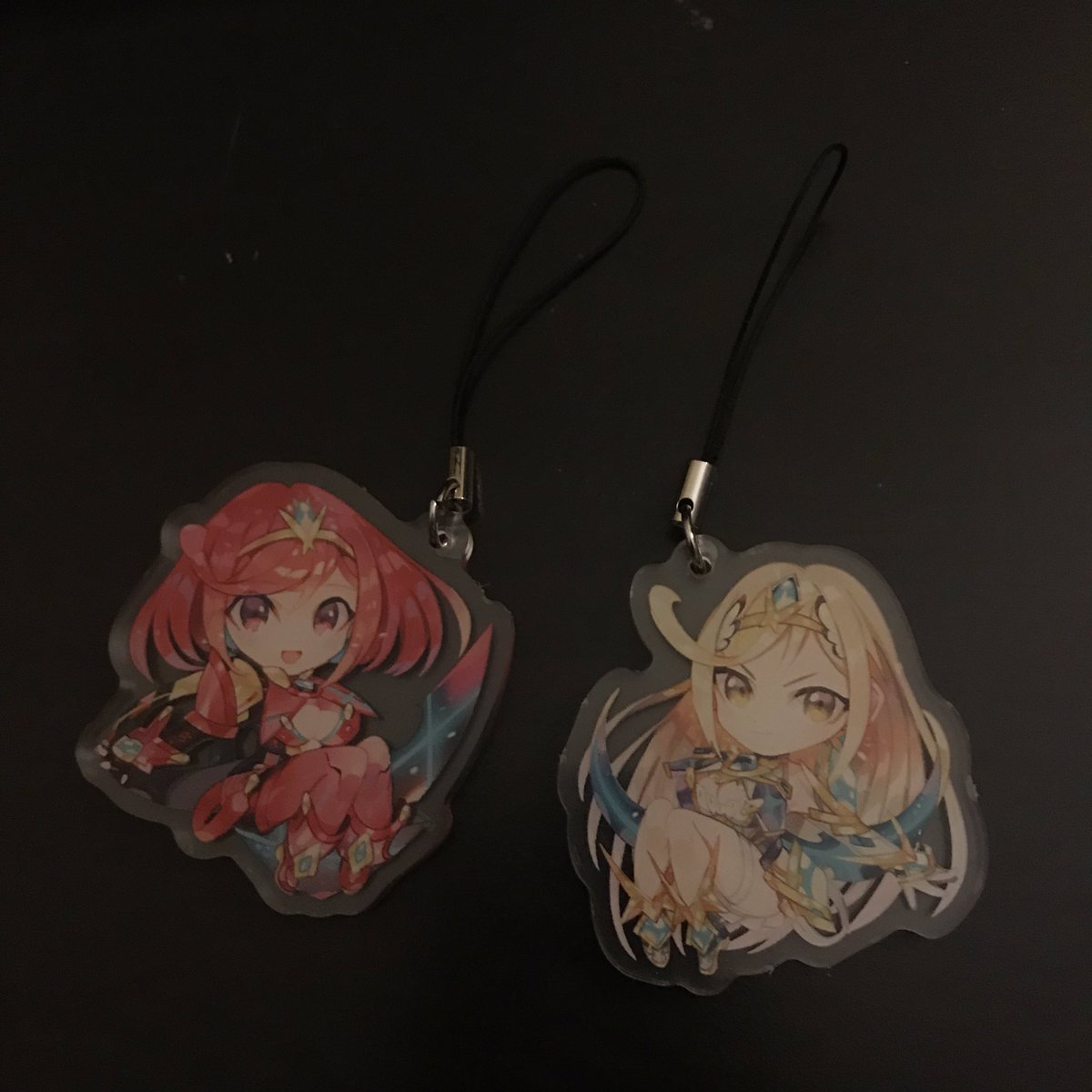 xvemza's tweet photo. my #2GG #Switchfest charms finally came in!! i love xenoblade 2 so much, and these charms of the girls are so cute :) https://t.co/9ZUbtV7Zp1