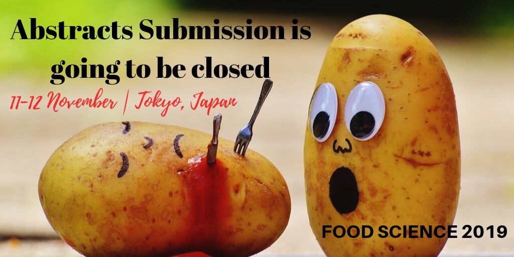 Abstract submission are going to be closed
submit your research work as early as possible to book your slot #Foodchemistry #Foodsafety #Foodprocessing #Foodengineering #Foodquality #Biotechnology #nanotechology #FoodandBeverage #Foodpackaging #Foodlaws #Foodsecurity #SteveJobs