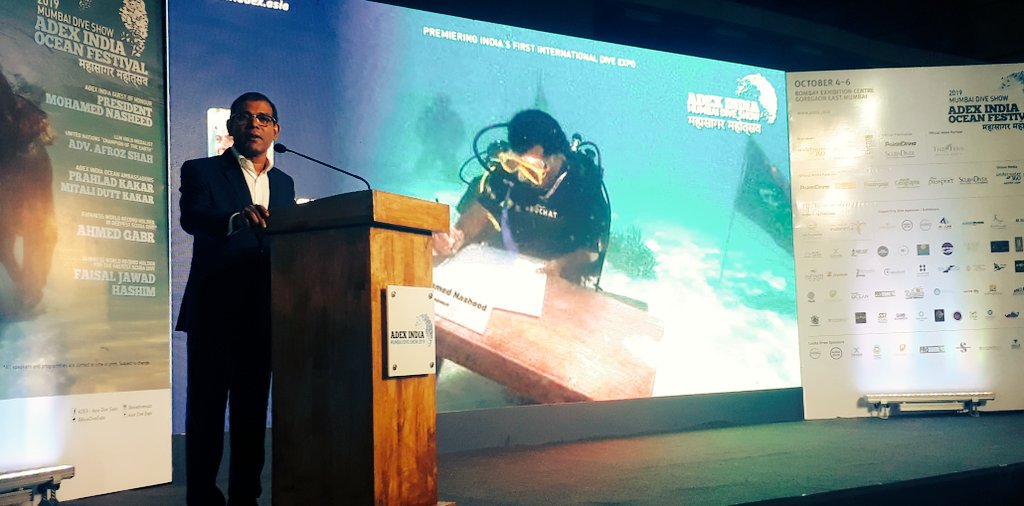 President <a href="/MohamedNasheed/">Mohamed Nasheed</a> at the #2019 Mumbai Dive Show premiering India's first International Dive Expo.
#ADEX #India #Ocean #Festival.
