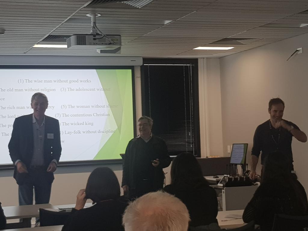 erin_sebo's tweet photo. #AEMA14: this is the moment Constant Mews compared the #EasterControversy to #Brexit and Andrew Lynch & Steve Joyce declared the session over. You had to be there (or be an expert in medieval science). #medievalistsinSTEM #computus #medievaltwitter https://t.co/qfxtcfCr5E