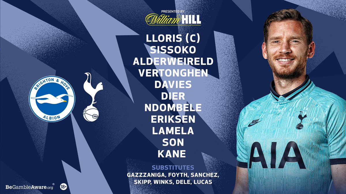 Tottenham Hotspur on X: 𝗧𝗘𝗔𝗠 𝗡𝗘𝗪𝗦! Lloris (C), Aurier, Dier,  Sanchez, Davies, Sissoko, Lo Celso, Bergwijn, Lucas, Son, Kane.  @WilliamHill latest (18+) ➡️  #THFC ⚪️ #COYS   / X