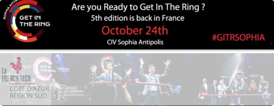 FrenchTechCdA's tweet photo. [breaking News French Tech Côte D’Azur] 

GET IN THE RING SOPHIA ANTIPOLIS🎉

Le 24 octobre 2019 au CIV de Sophia Antipolis . Fermeture des candidatures pour les startups vendredi 11 octobre 2019

Inscription gratuite, par ICI:👇https://t.co/7mLIOZu4r3 https://t.co/nSr5ZMArO8