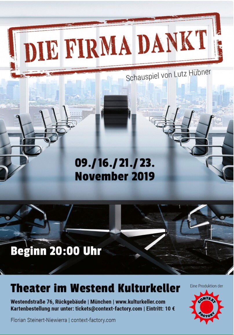 Im November: "Die Firma dankt" - Theaterproduktion der context-factory | Bühnenkunst in München - merkur.de 

veranstaltungen.merkur.de/muenchen/die-f…