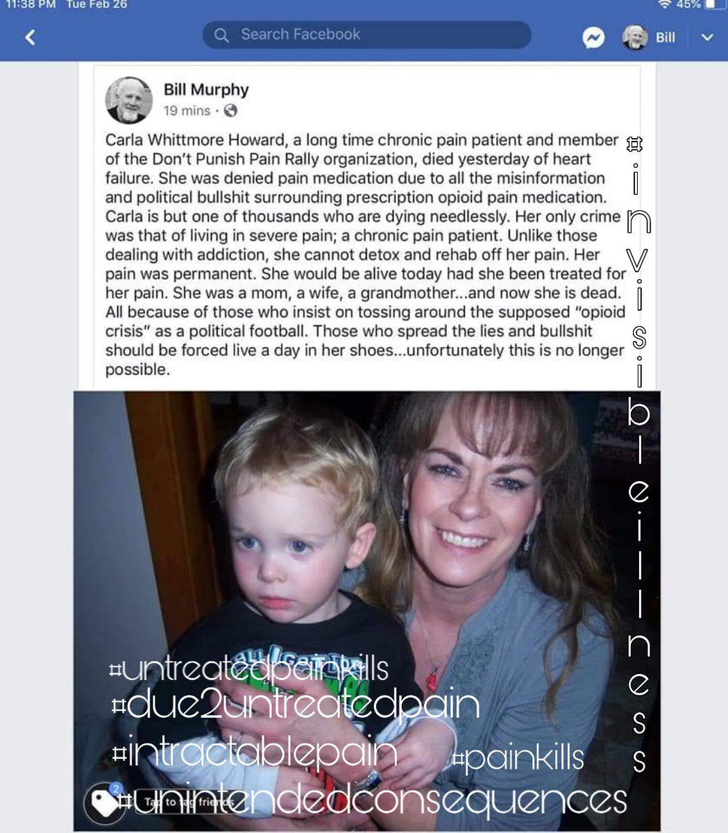 cathy_kean's tweet photo. #SuicideDue2Pain #unitendedconsequences of #untreatedpain #undertreatedpain why? How could this country turn a blind eye to all this? #Legislators you work for us #painpatientsvote you should be #ashamed of #yourselves #allowing this to go on smh 🤦🏻♀️ #disgraceful and #inhumane https://t.co/ULg9JL88XP