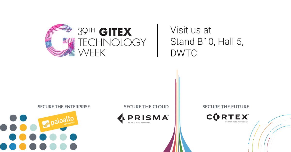 Palo Alto Networks is excited to attend #GITEX2019! Be sure to catch us on October 6-10 at our booth (located at B10 in Hall 5 of the Dubai World Trade Centre) for the latest Cortex and Demisto news!