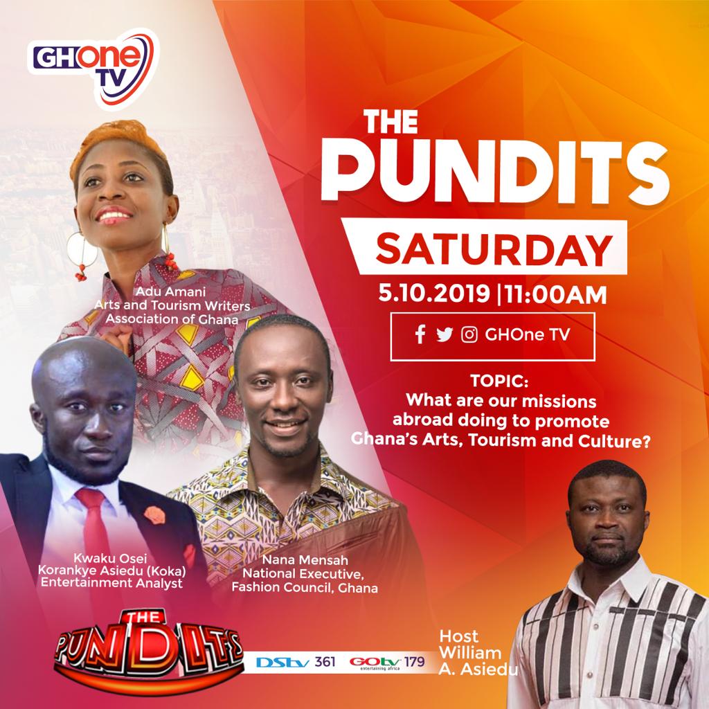 ghonetv's tweet photo. Let's talk about Ghana's missions abroad and what they are doing to promote our creative arts, culture and tourism — on #ThePundits with @willasiedu , today at 11am on GHOne TV and Dstv channel 361. 
.
.
Guests: @aduamani, @tv_koka and Nana Mensah. https://t.co/uIPLugsU3k