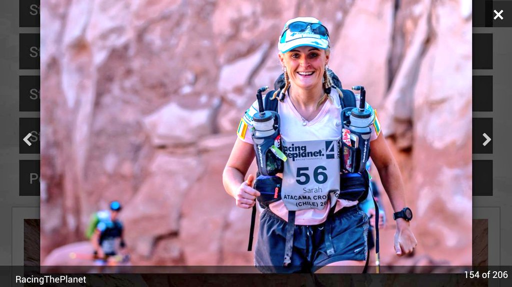 LeonoraKennedy's tweet photo. Sarah Oppermmann from Cork is currently 5th female and 25th overall in the gruelling 250km 6 stage ultramarthon across the Atacama Desert. I think she's phenomenal. Shes racing in aid of irish charities CARI and @PMVTrust 
The longest stage was 79km yesterday. @tommieod44 https://t.co/fh17NCQA8D