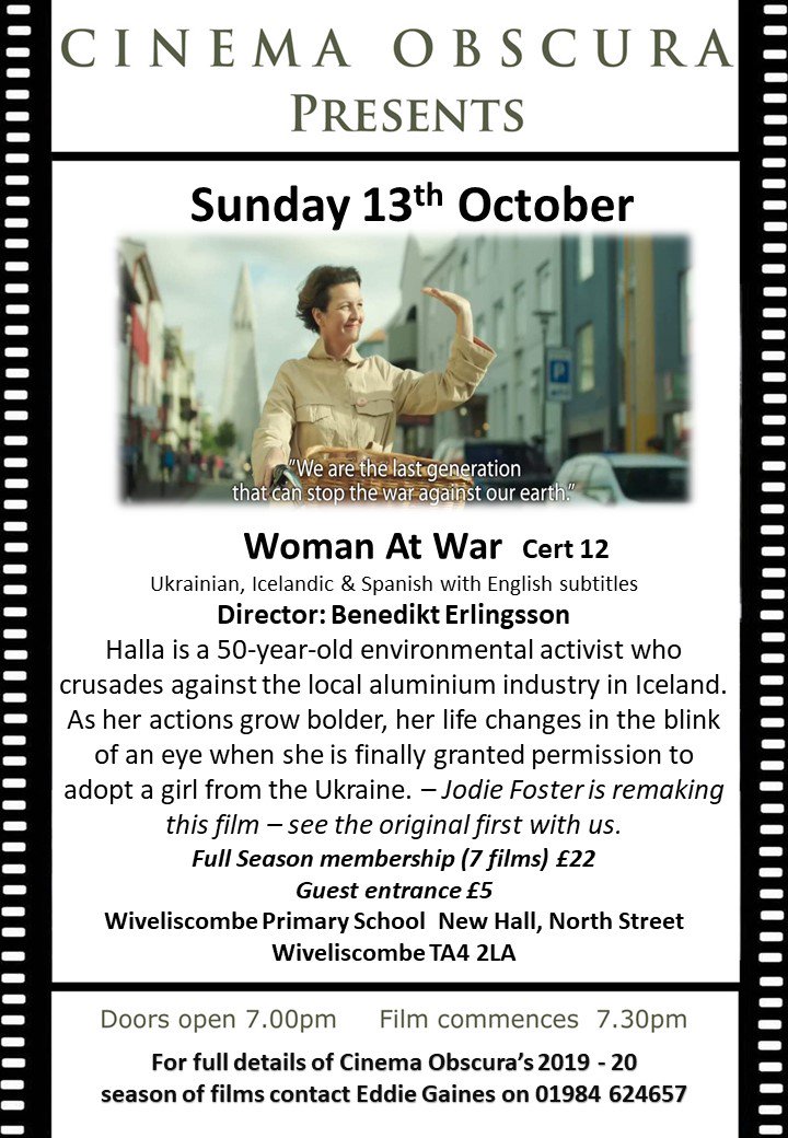 CinemaObcuraFS's tweet photo. Cinema obscura is back and we are proud to say starting our 20th consecutive film season with "Woman at War" on Sunday 13th October - https://t.co/PO7oe4ZcwV https://t.co/wmNf3Yy4PV
