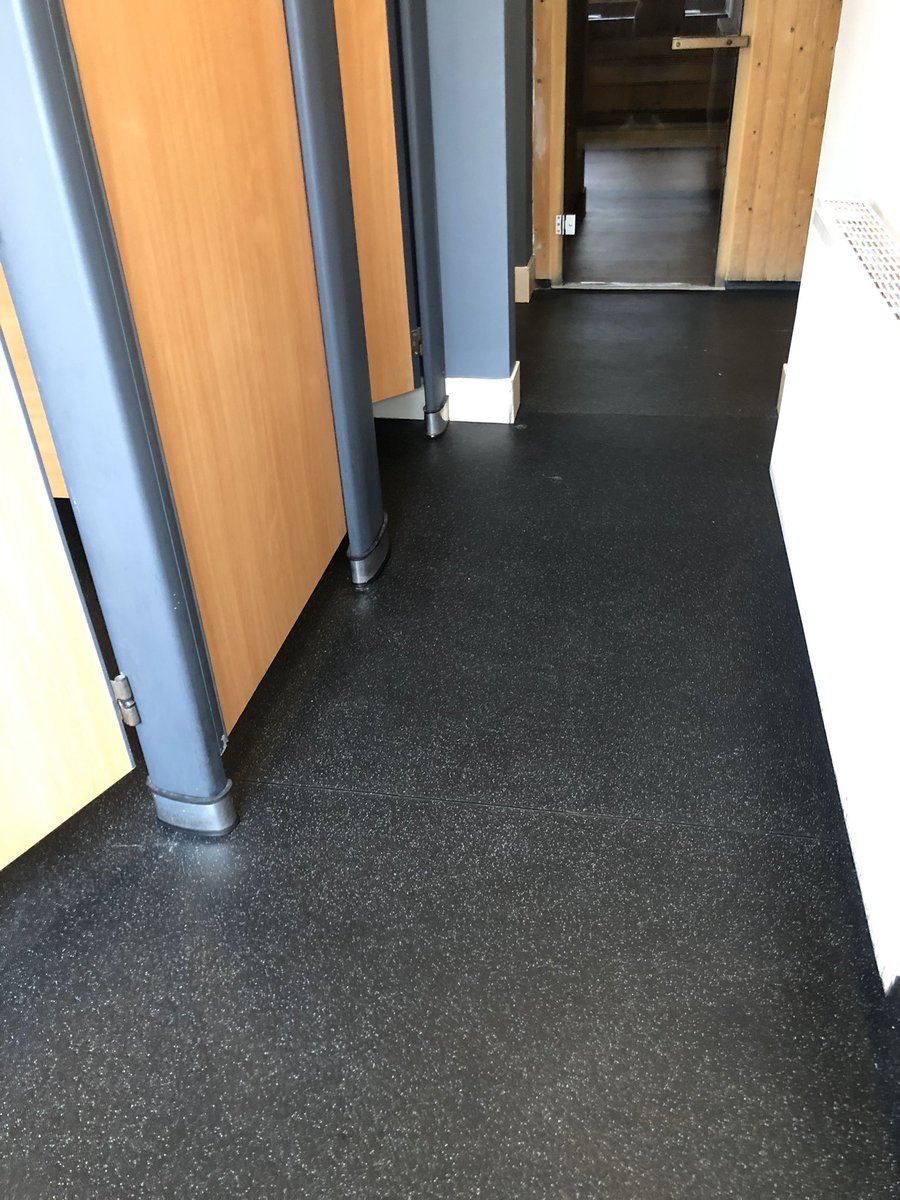 Tarkett saftey floor fitted to gym changing rooms, fully sealed and welded joints. #Gym #flooring #safteyfloor  #Manchester #UK