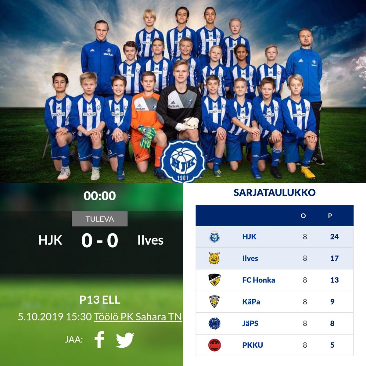 Tänään kauden viimeinen kotiottelu kello 15.30 Saharassa. Tule paikalle kannustamaan! 
#hjk06helsinki
#OnVainYksiKlubi