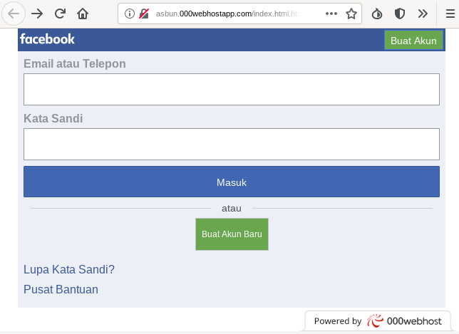 o0tAd0o's tweet image. Important wave of #phishing kits deployed on #000webhost on AS204915, impersonating #Facebook and targeting indonesian people.