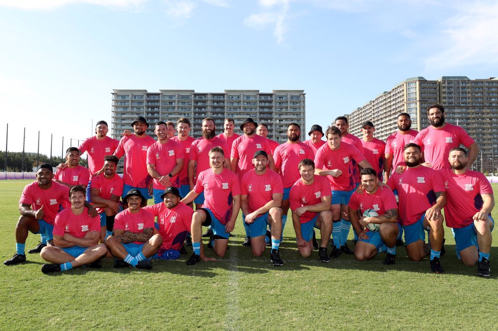 AllBlacks's tweet photo. Squad goals! The All Blacks wore pink t-shirts at training today to support the Keep Rugby Clean campaign.

#BACKBLACK https://t.co/85lmUGI6LW