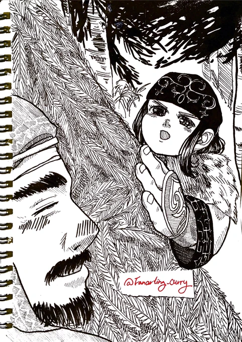 Day 5:  Asirpa building a kuca with her father.  #gkinktober #Inktober2019 