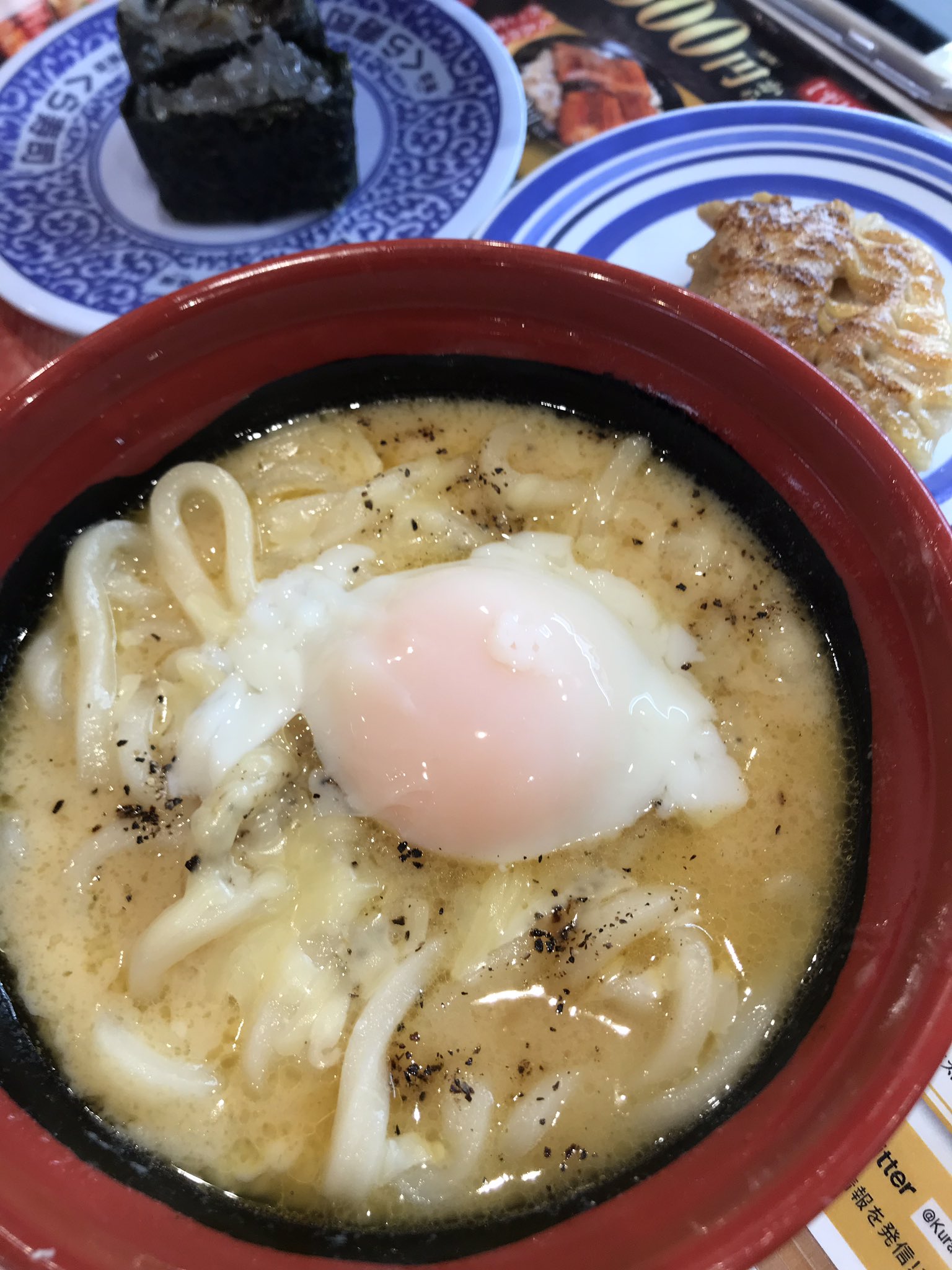 デブ活 食べ歩き くら寿司 カルボナーラ系うどん流行ってるの やっぱ丸亀製麺の方の明太クリーム釜玉が好きだーーー T Co Jvyk5chxvg Twitter