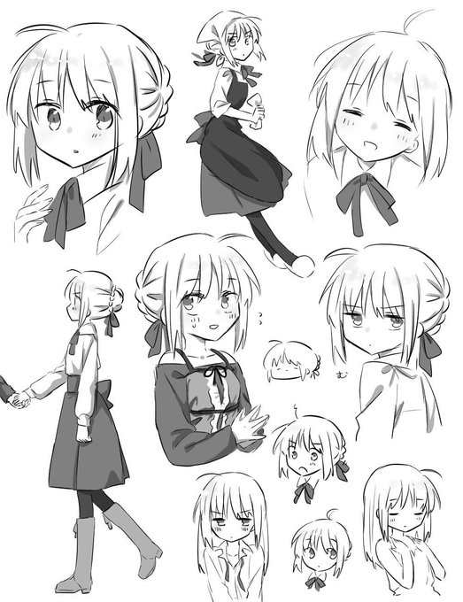 リハビリにセイバーさんをたくさん描いた 
