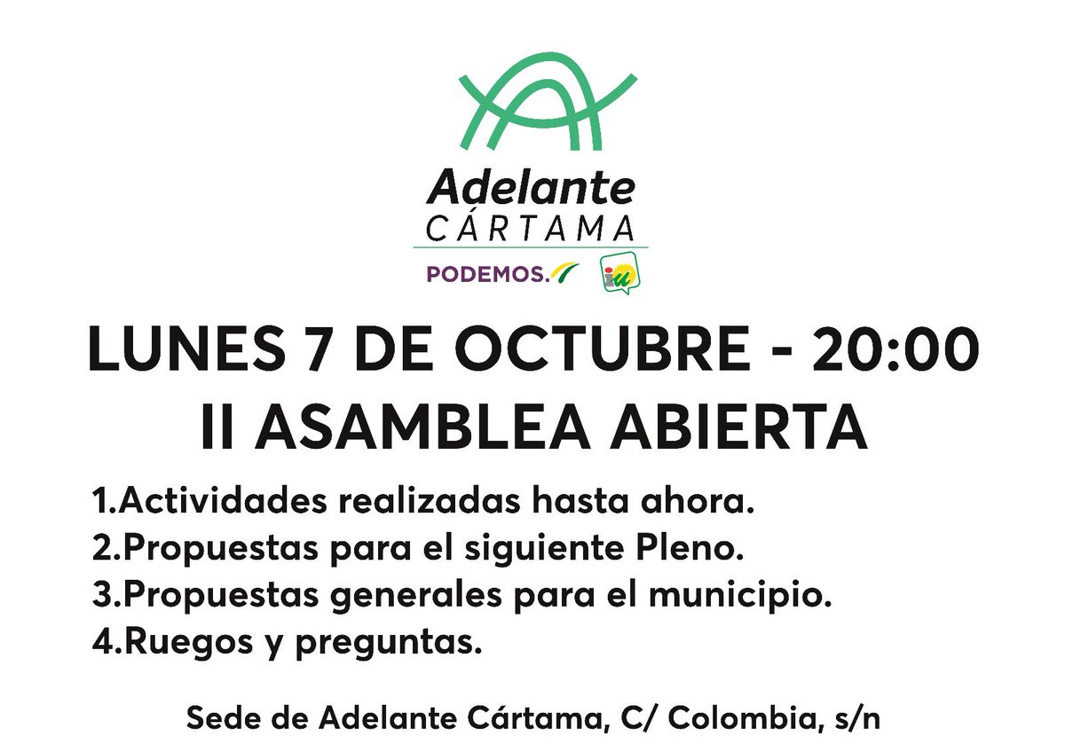 AdelanteCartama's tweet photo. No faltes! https://t.co/E8d2Nmq4bN