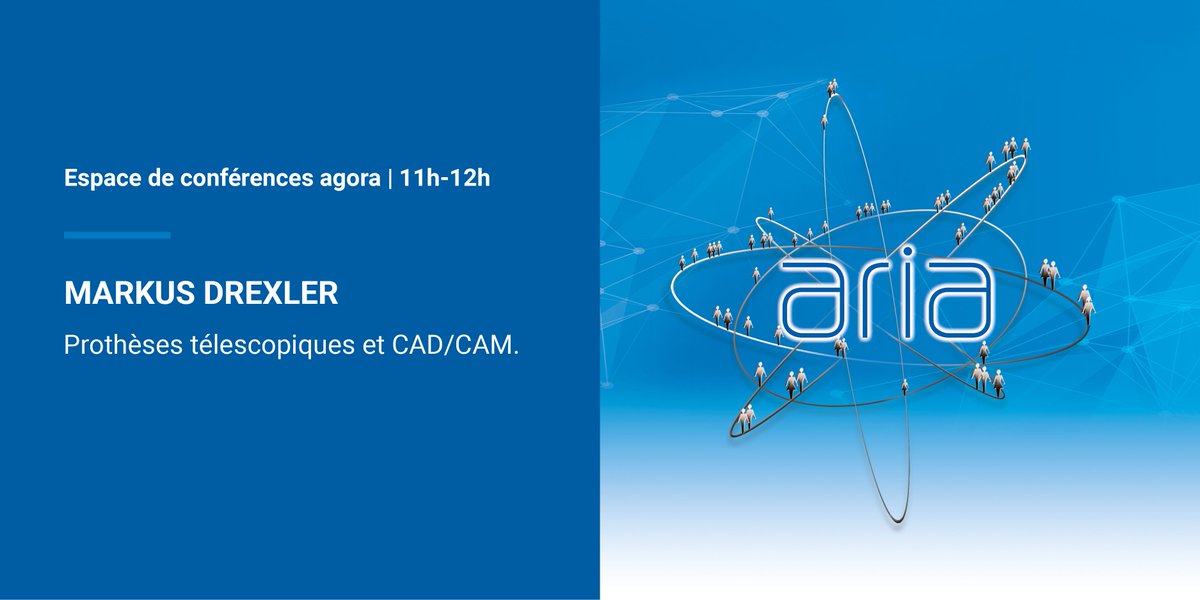 #CONFERENCE #exposant | Markus Drexler @BredentUK vous donne rendez-vous dès 11h dans l'espace de conférences agora pour une conférence sur les prothèses télescopiques et la #CADCAM. #aria2019