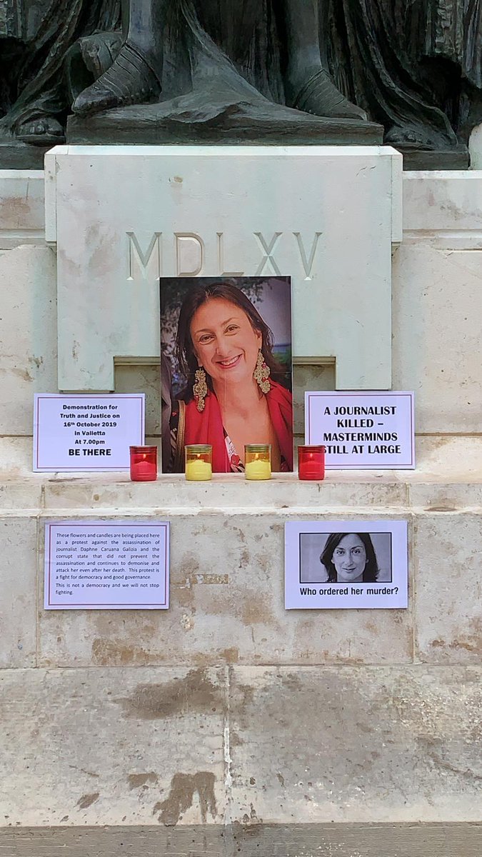 occupyjusticema's tweet photo. #MemorialWatch as we get closer to #2years since assassination of #DaphneCaruanaGalizia, our protest continues every day. #NoJustice for Daphne means no justice for all of us. Raise your voice on 16th and protest @RSF_en @ECPMF @article19org @pressfreedom @IFEX @rorypecktrust https://t.co/7tx9BdnOEs