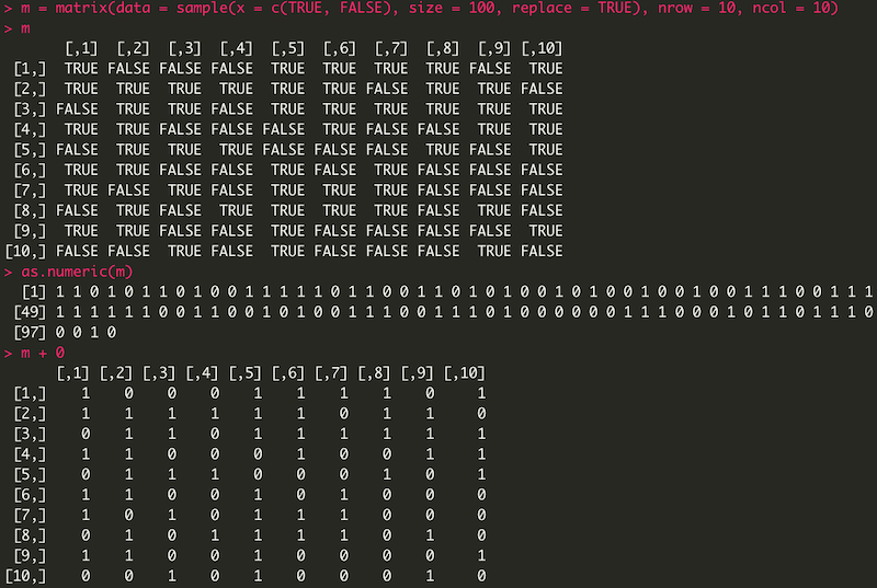 jessenleon's tweet photo. Did you know, that as.numeric() doesn't always do what you may think? Here's a neat little trick I often use for converting a logical matrix to numeric:
Tag: #dataScience in #Rstats https://t.co/0VC8wF11OI