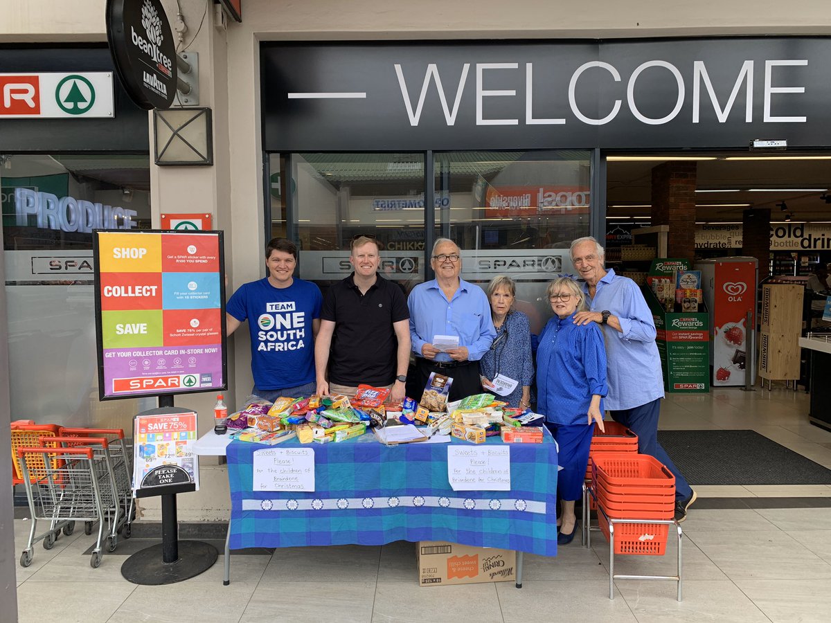 DeanMacpherson's tweet photo. Fantastic initiative by Councillor @ShaunRyley and the Ward 36 branch today collecting sweets &amp; biscuits from shoppers for the Briardene Christmas party for disadvantaged children in Durban North. This is the kind of great work DA Councillors are doing to uplift their community. https://t.co/Yqmievfe94