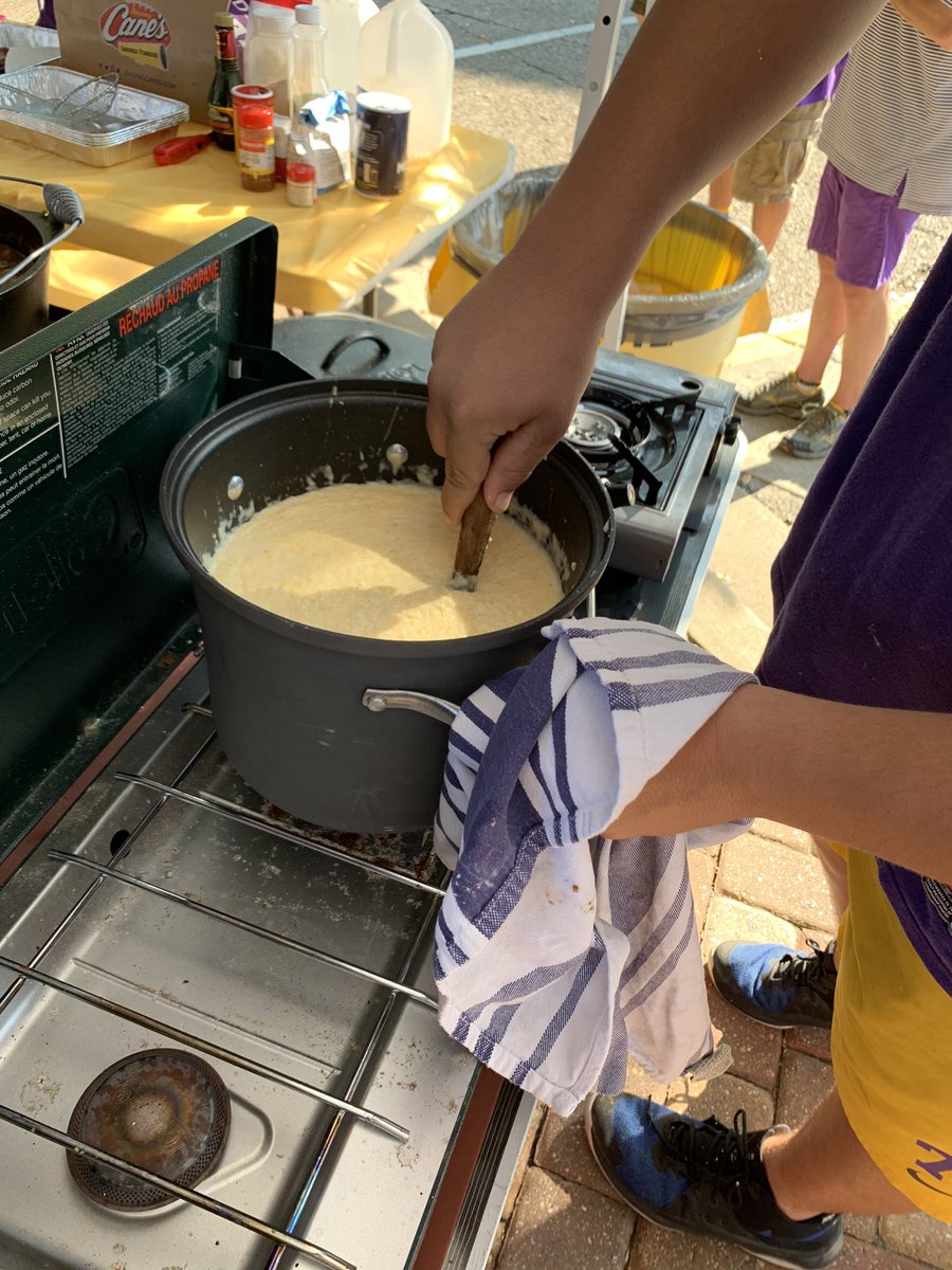 G_eaux_'s tweet photo. A little something different on the menu at tailgates for this 11 a.m. kickoff. Bacon, cheese grits, and Raisin Cane’s French Toast (yea you read that right) https://t.co/iZIoridv9S