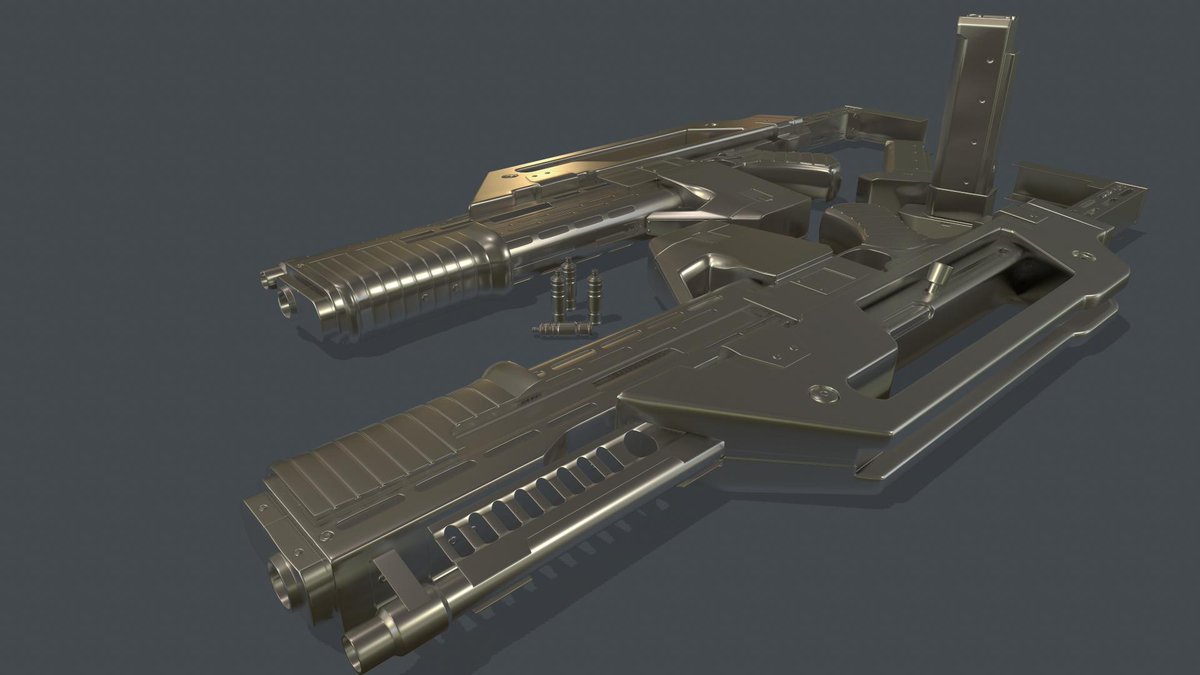 SniperGirl85's tweet image. Softened the edges quite a bit, modeled a dif mag that was more accurate to the film and modeled the grenade. For higher res renders visit artstation.com/artwork/oOoP9W

#3dart #3dtober #polycount #highpoly #fanart #aliens #wip #screenshotsaturday