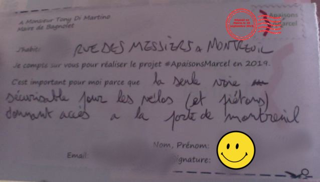ApaisonsMarcel's tweet photo. "La seule voie sécurisable pour les vélos (et piétons) donnant accés à la porte de Montreuil"
#ApaisonsMarcel https://t.co/cYx4ZmyxVn